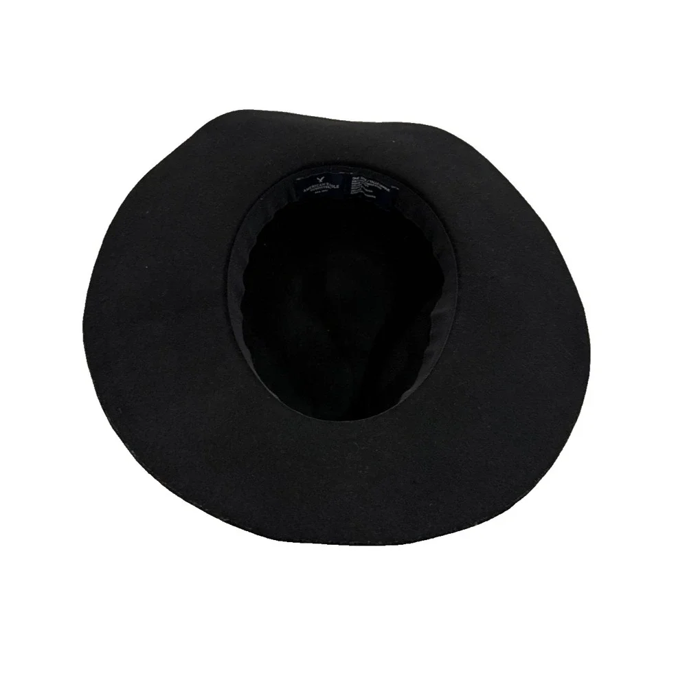 American Eagle Wool Black Braided Band Boho Festival Floppy Hat